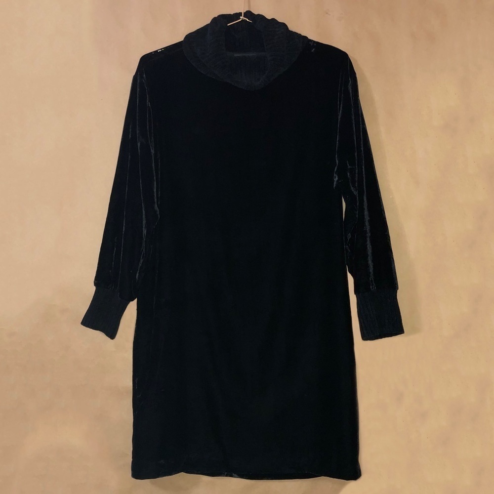 ATM Anthony Thomas Melillo Turtleneck Cowl Drape Velvet Tunic Mini Dress Size XS